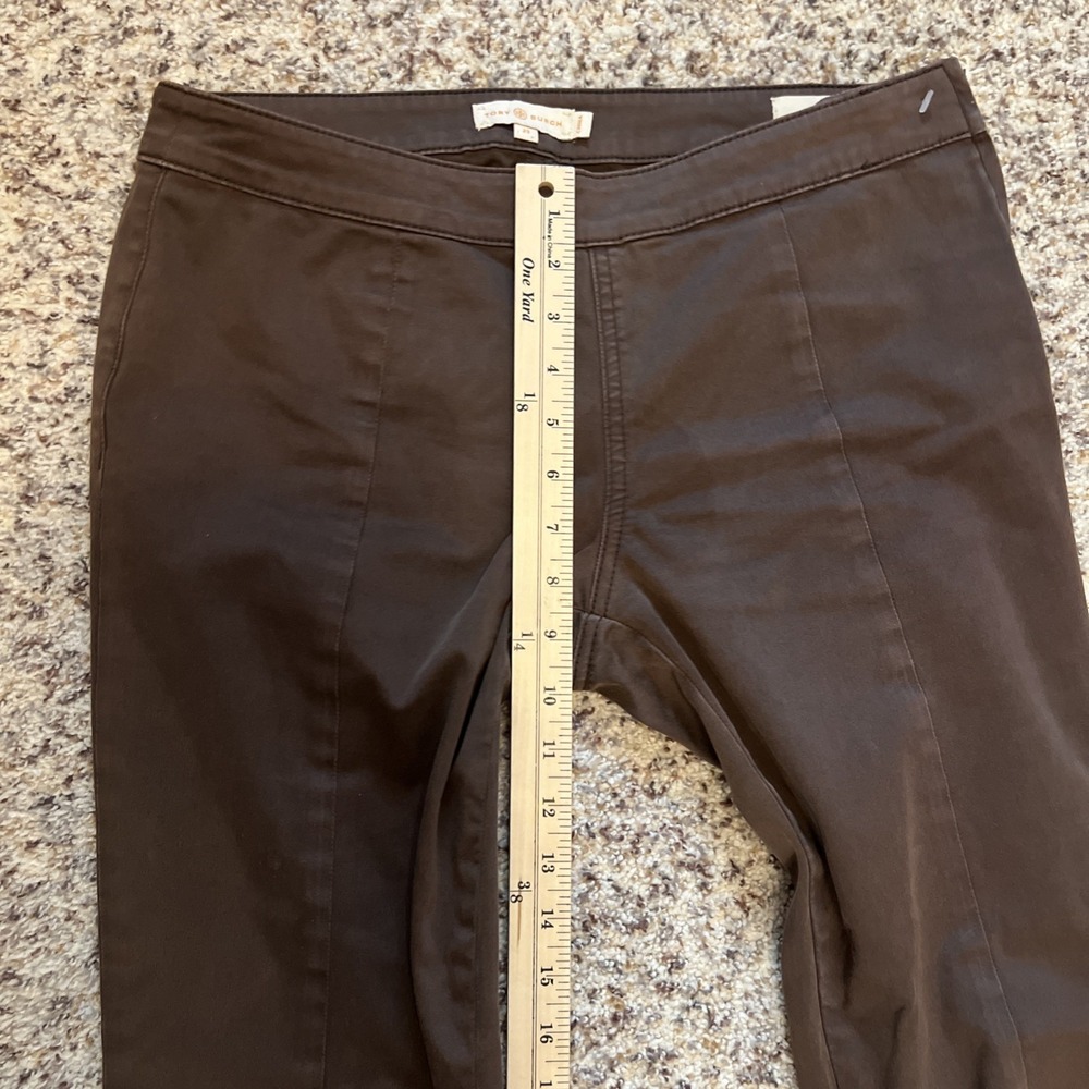 Tory Burch Brown Legging Pants front seam Slim Zip Down Leg  SZ 29 Great Condit - Picture 9 of 12